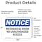 Signmission Mechanical Room No Unauthorized Access OSHA Notice Sign, Vinyl Decal, 10in W x 7in L, 2PK OS-2PACK-NS-D-710-L-15949 - alternate 3